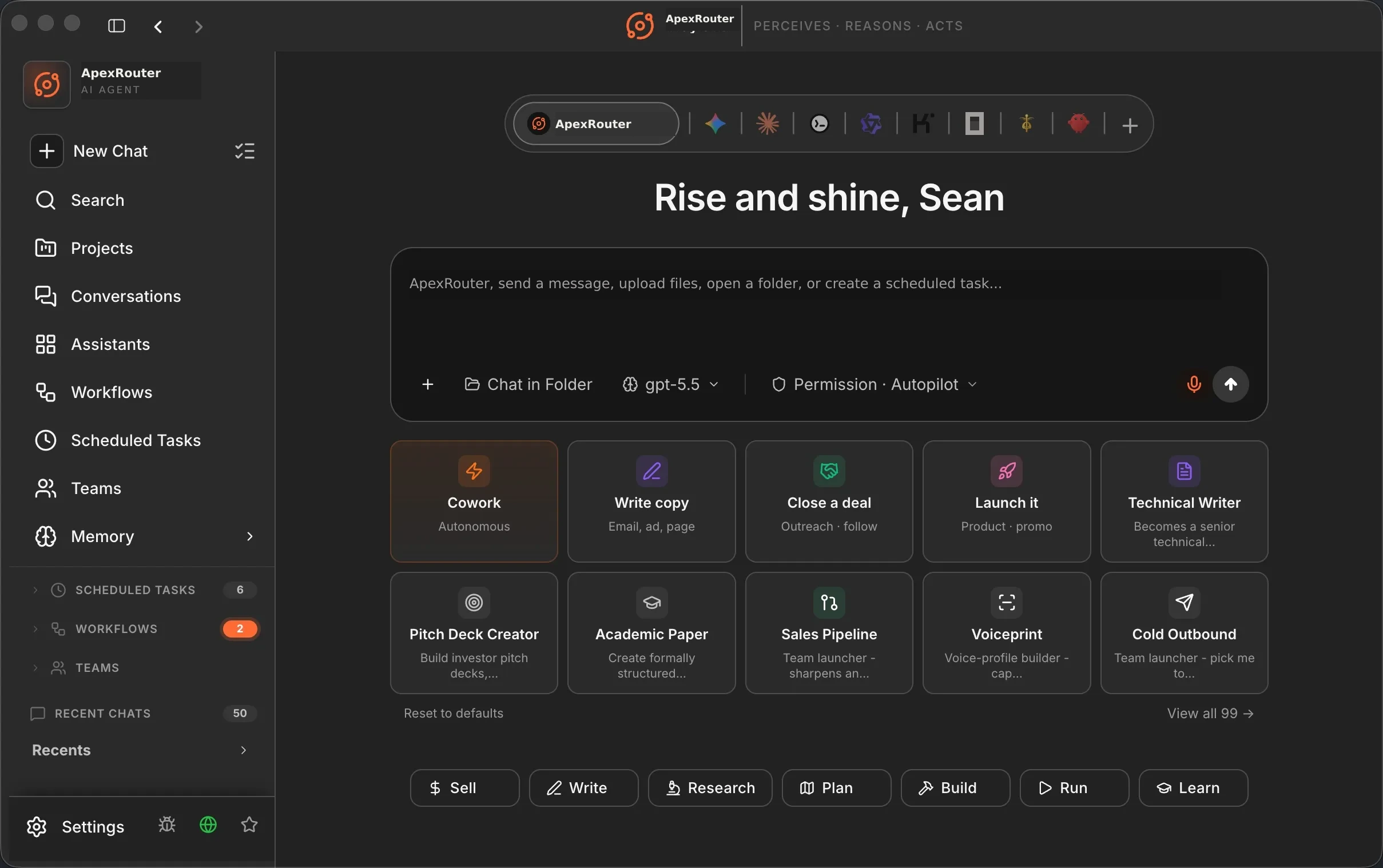 ApexRouter agent orchestration and dashboard control