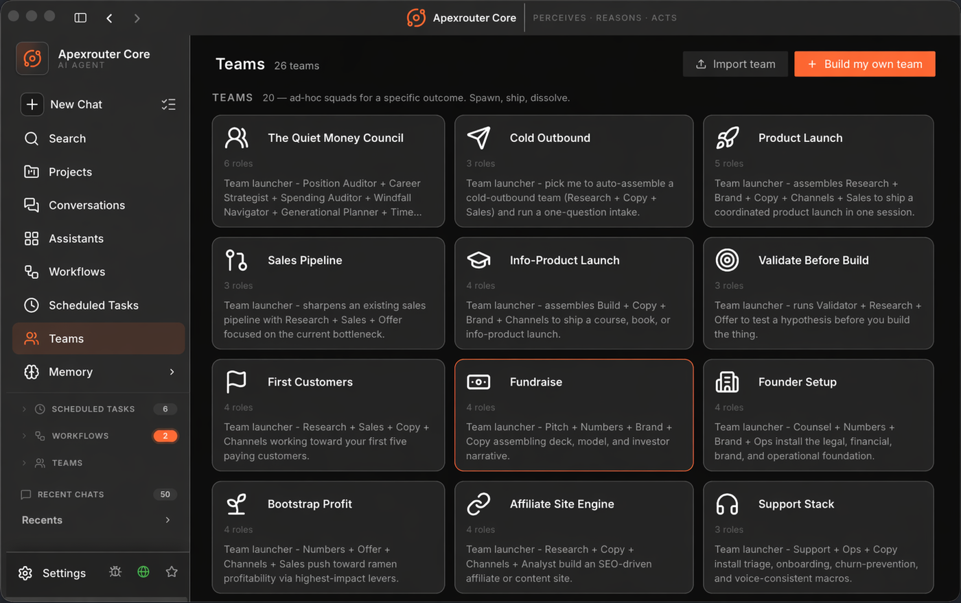 ApexRouter multi-agent teams on a shared workspace